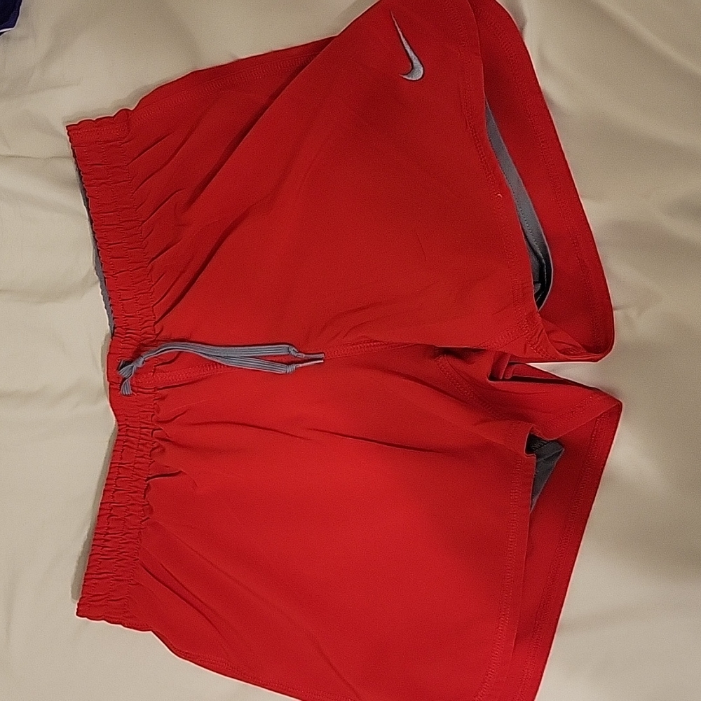 Nike Red Athletic Running Shorts with Gray Accents